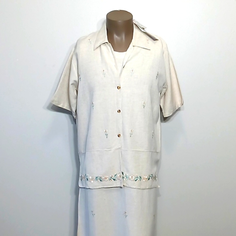 Vintage 2pc Tan Short sleeves Jacket & Tank dress set by My Choice